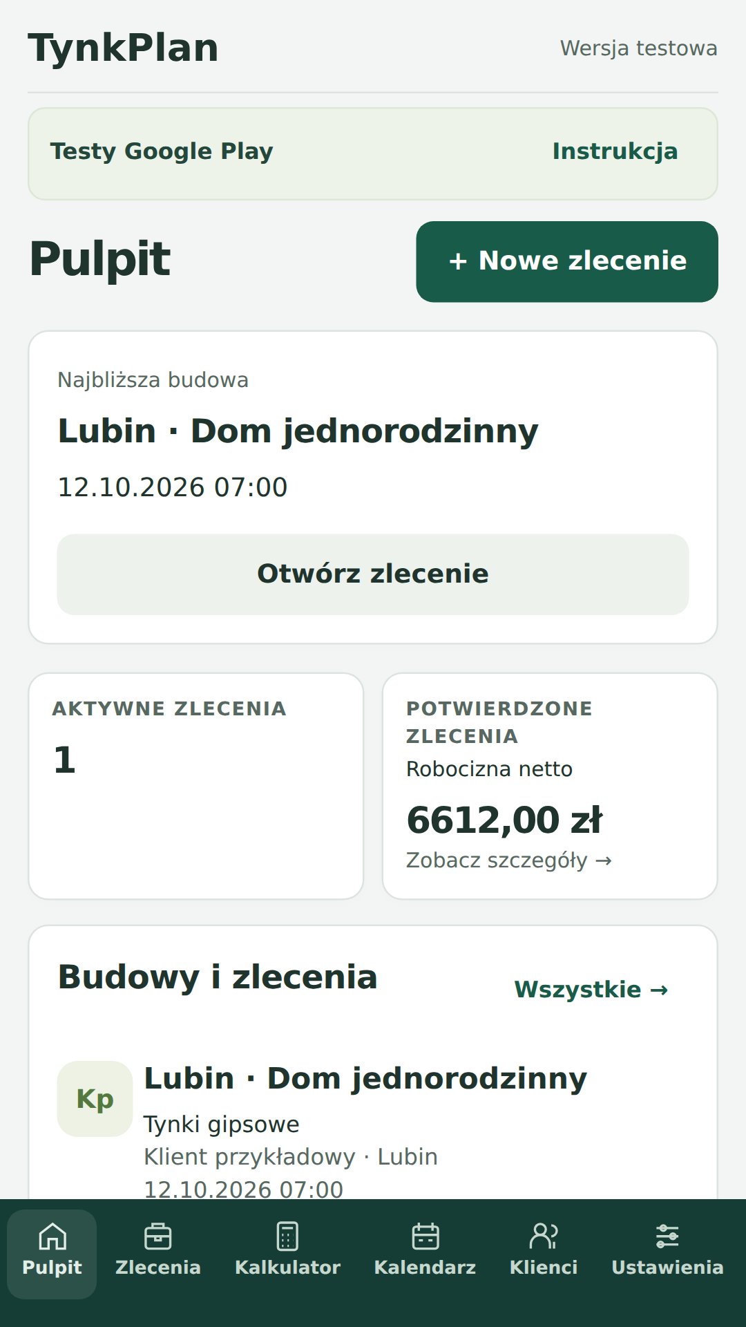 Pulpit TynkPlan: przykładowe zlecenie w Lubinie, najbliższa budowa i podsumowanie prac